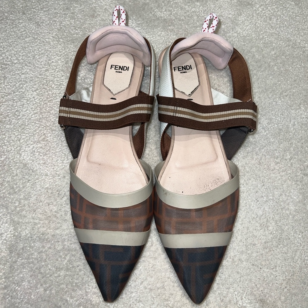 Fendi - Colibri Slingback Flats in beige and brown size 40